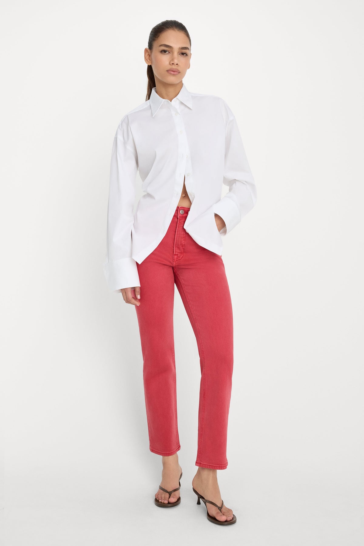 GOOD ICON ANKLE JEANS CHERRY RED