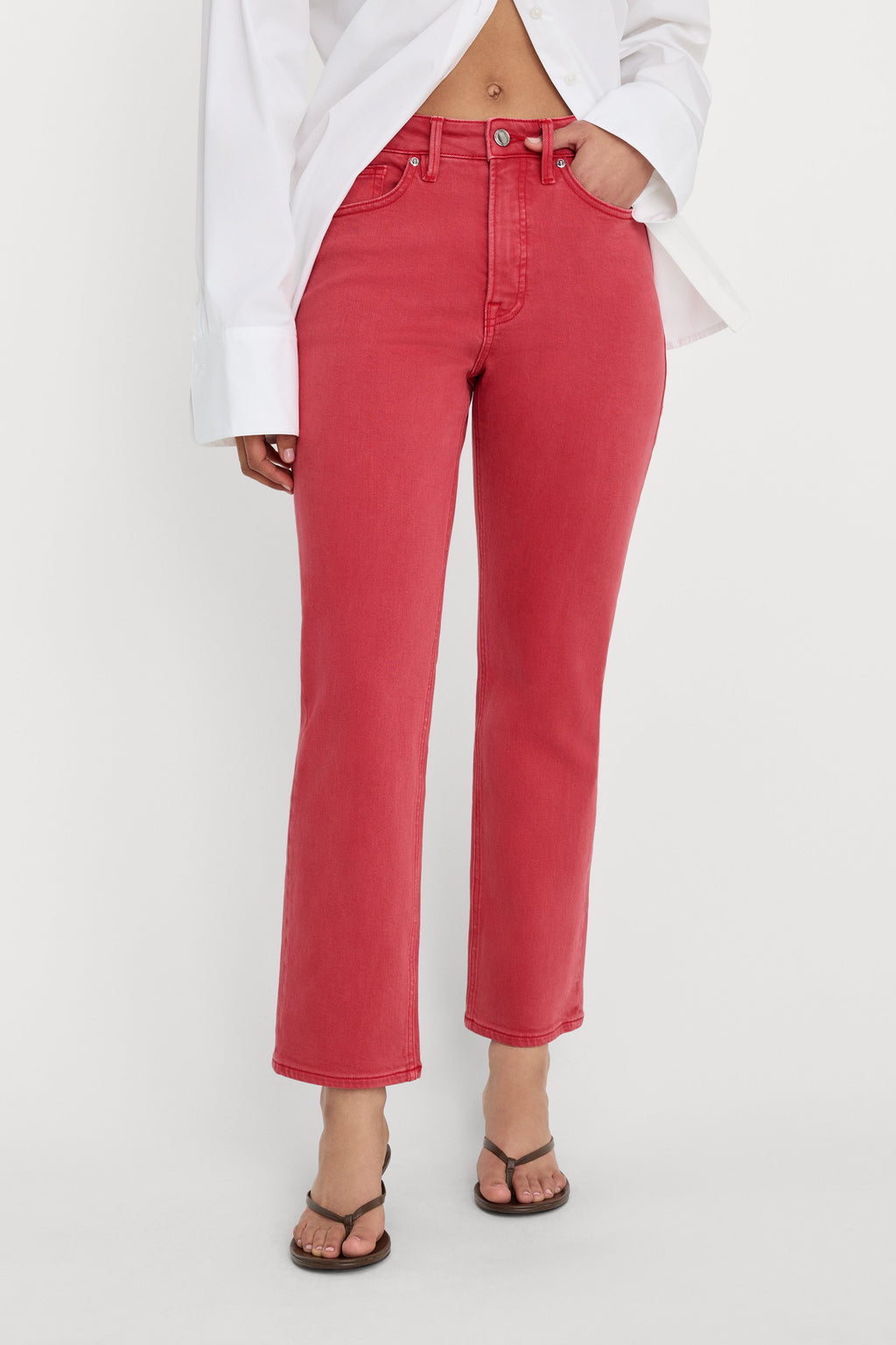 GOOD ICON ANKLE JEANS CHERRY RED