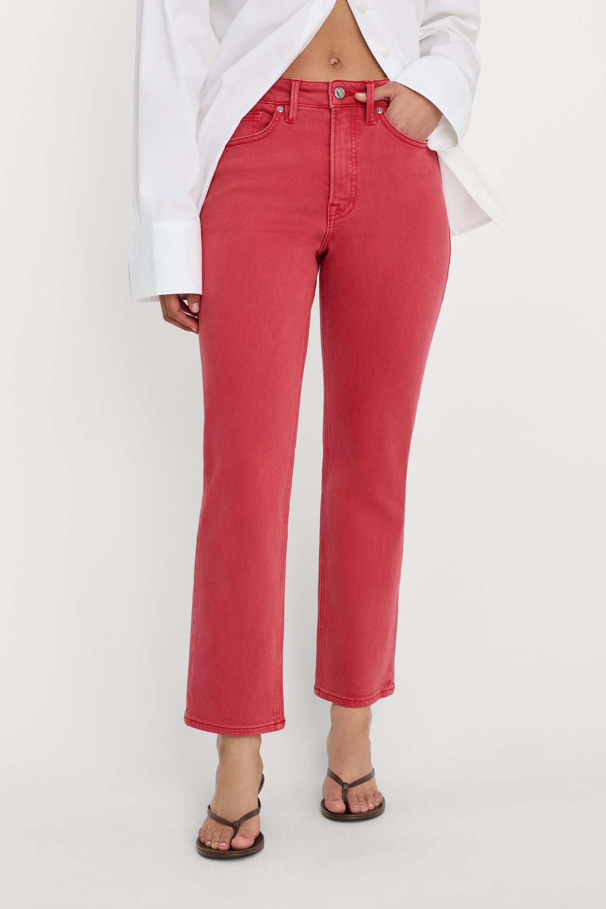 GOOD ICON ANKLE JEANS CHERRY RED