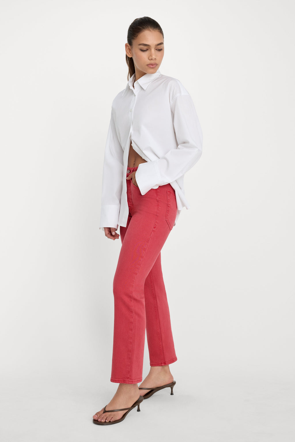 GOOD ICON ANKLE JEANS CHERRY RED