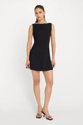 SOFT STRETCH PONTE MINI DRESS BLACK001