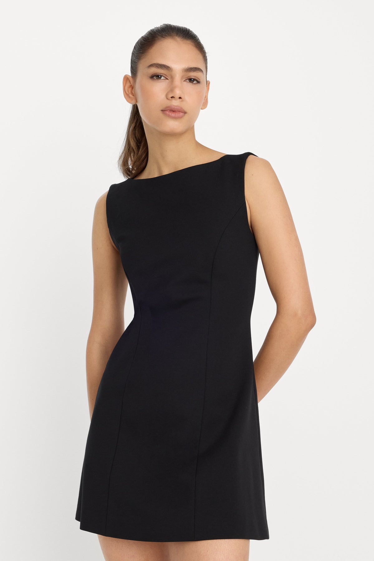SOFT STRETCH PONTE MINI DRESS BLACK001