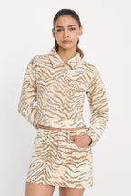 ESSENTIAL CROP DENIM JACKET BROWN TIGER