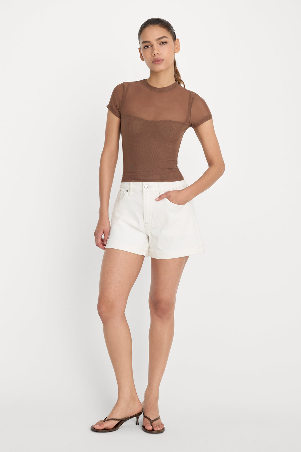 MESH BABY TEE SADDLEWOOD