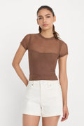 MESH BABY TEE SADDLEWOOD