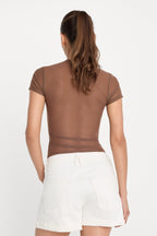 MESH BABY TEE SADDLEWOOD