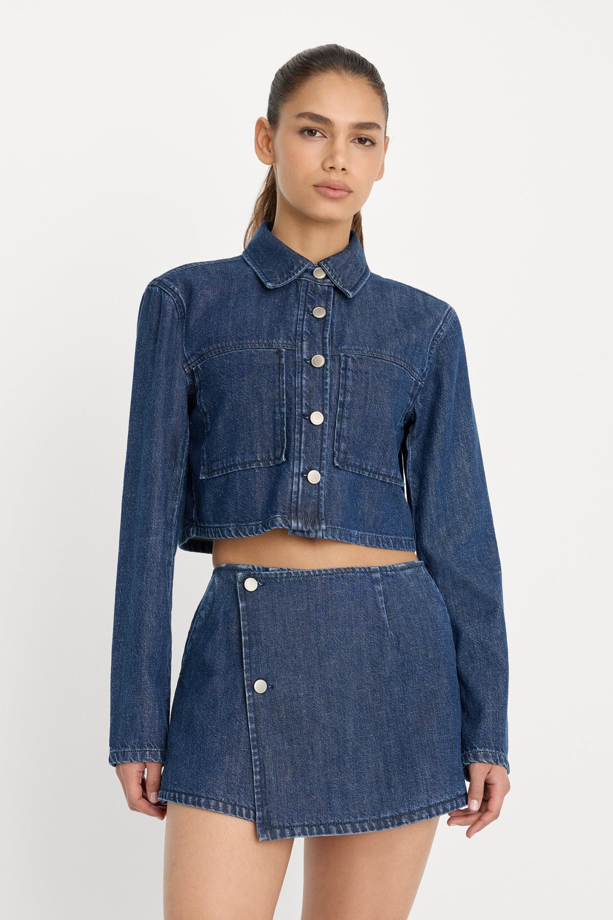 DENIM CROPPED JACKET INDIGO1187