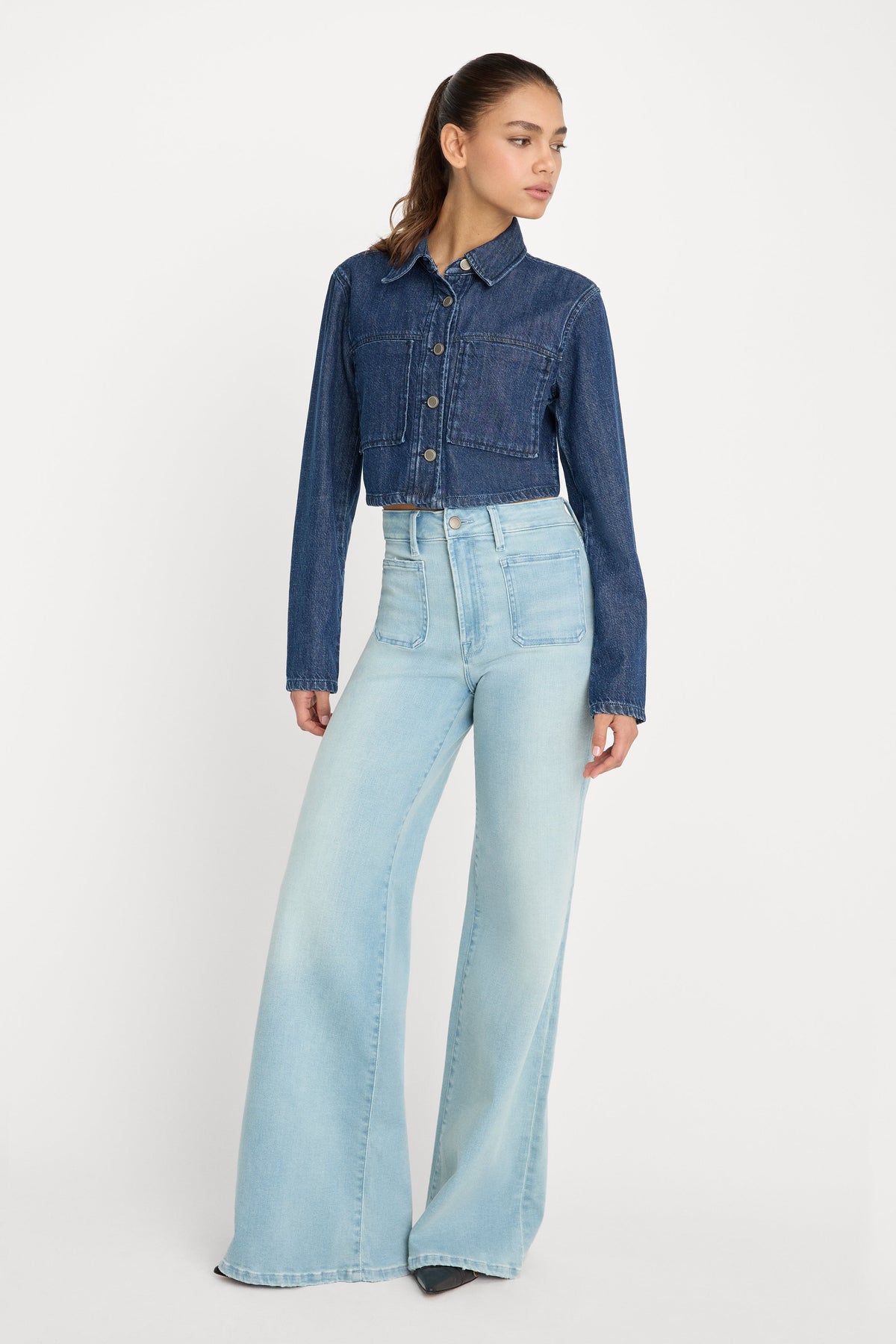 SOFT TECH GOOD WAIST PALAZZO JEANS INDIGO1129