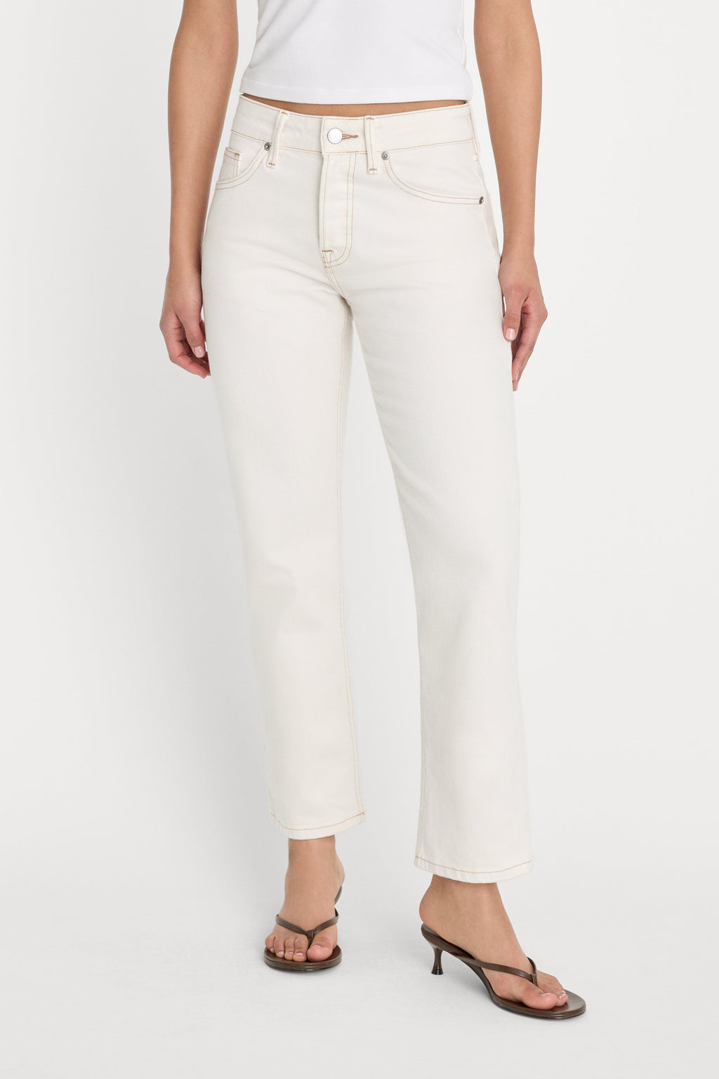 VINTAGE STRAIGHT ANKLE JEANS ECRU001
