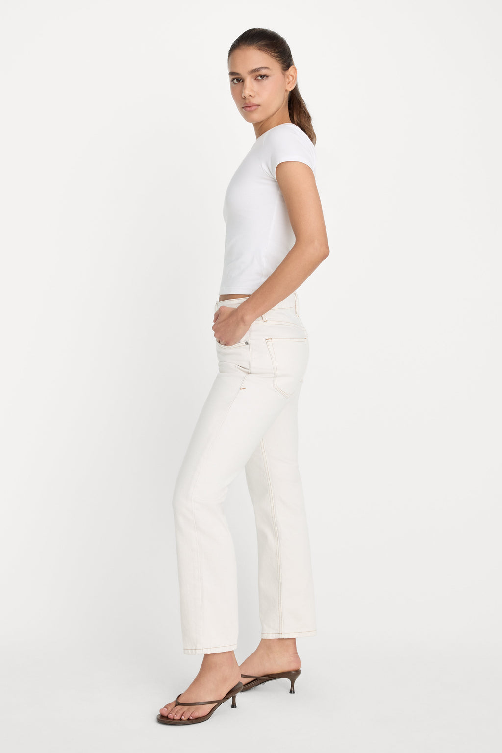 VINTAGE STRAIGHT ANKLE JEANS ECRU001