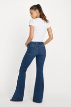 POWER STRETCH PULL-ON FLARE JEANS INDIGO491