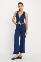 JEANIUS CROP PALAZZO INDIGO377