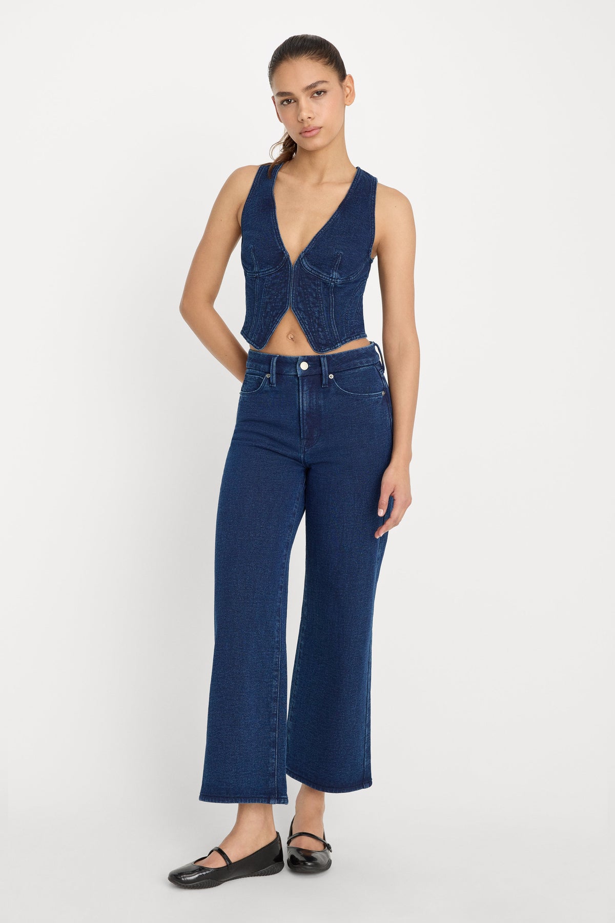 JEANIUS CROP PALAZZO INDIGO377