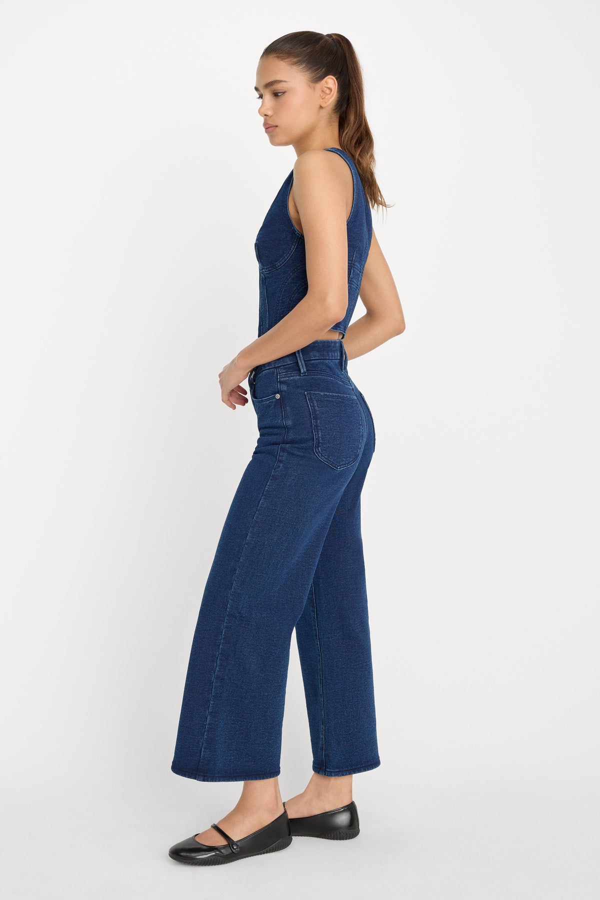 JEANIUS CROP PALAZZO INDIGO377