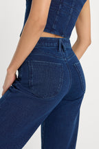 JEANIUS CROP PALAZZO INDIGO377