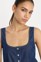 DENIM BUTTON FRONT TANK INDIGO1187