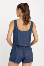 DENIM BUTTON FRONT TANK INDIGO1187