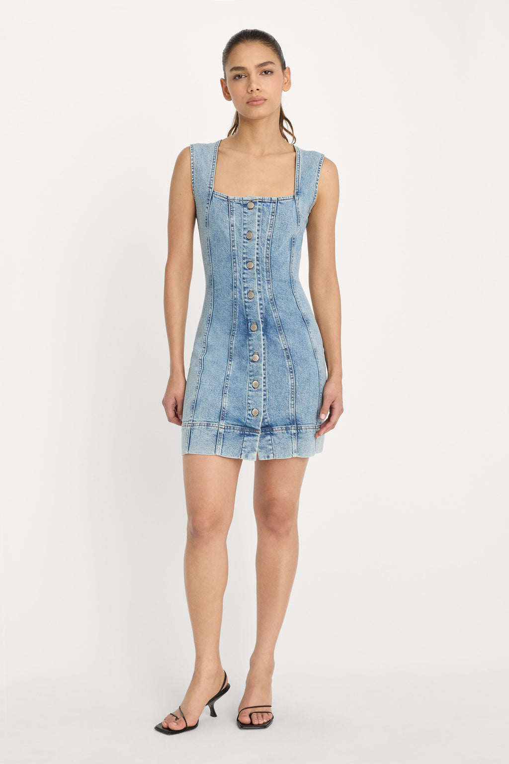 MINI BUTTON FRONT DRESS INDIGO1104