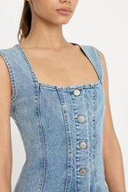 MINI BUTTON FRONT DRESS INDIGO1104