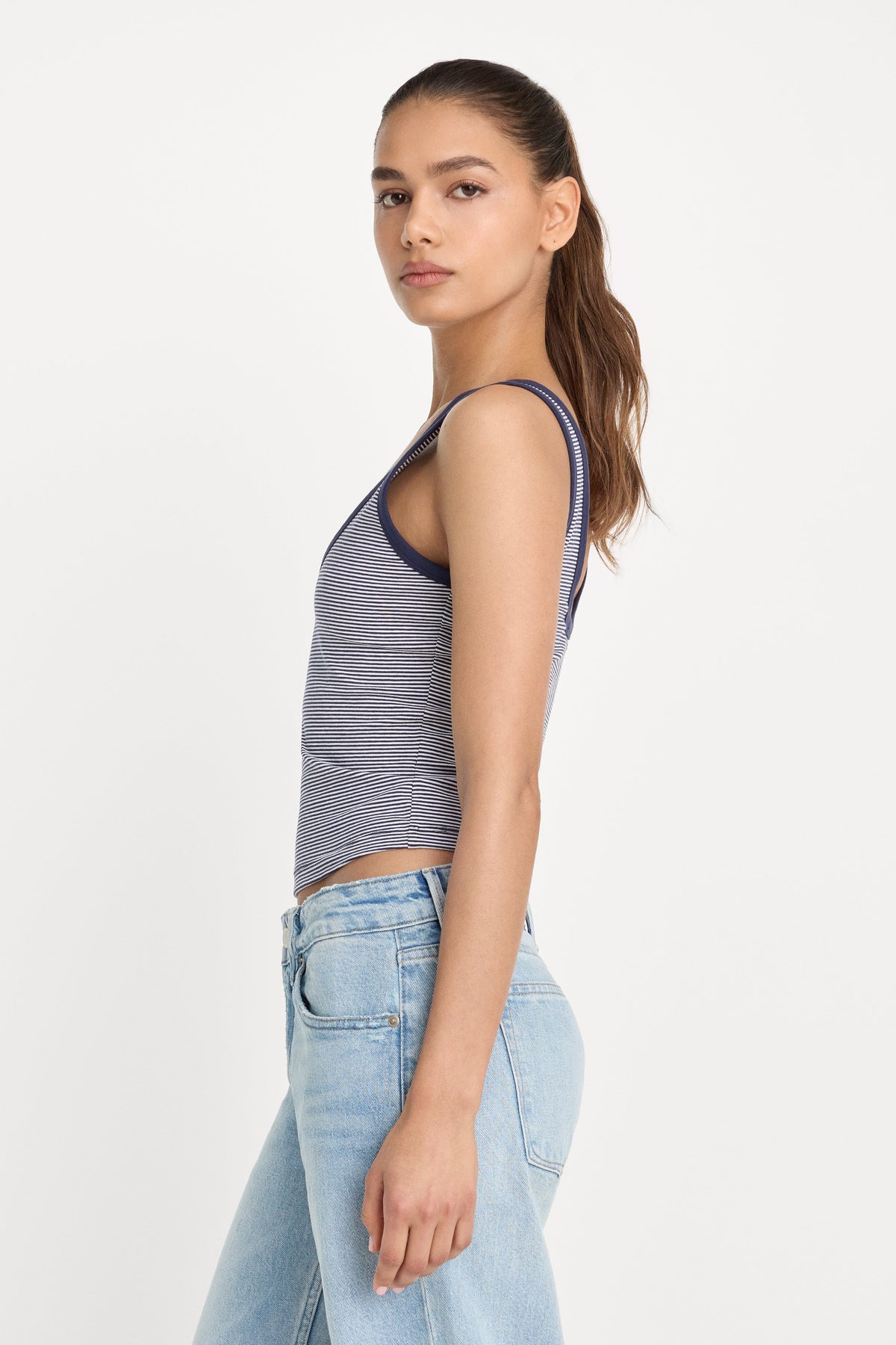SUPER STRETCH RINGER TANK HORIZON STRIPE