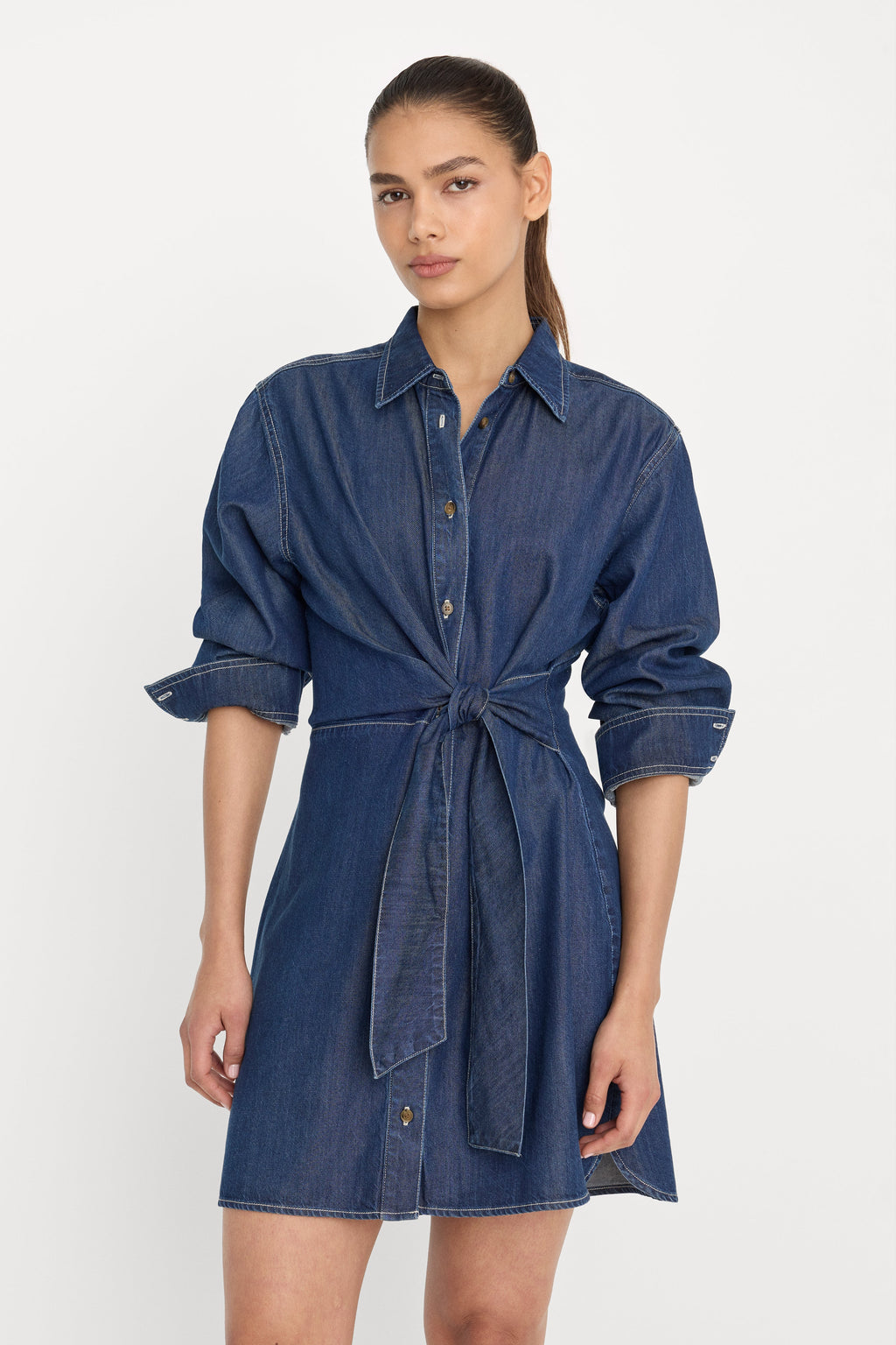 DENIM WRAP SHIRT DRESS INDIGO1187