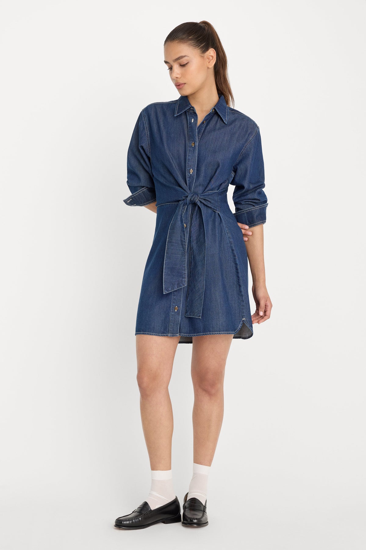 DENIM WRAP SHIRT DRESS INDIGO1187