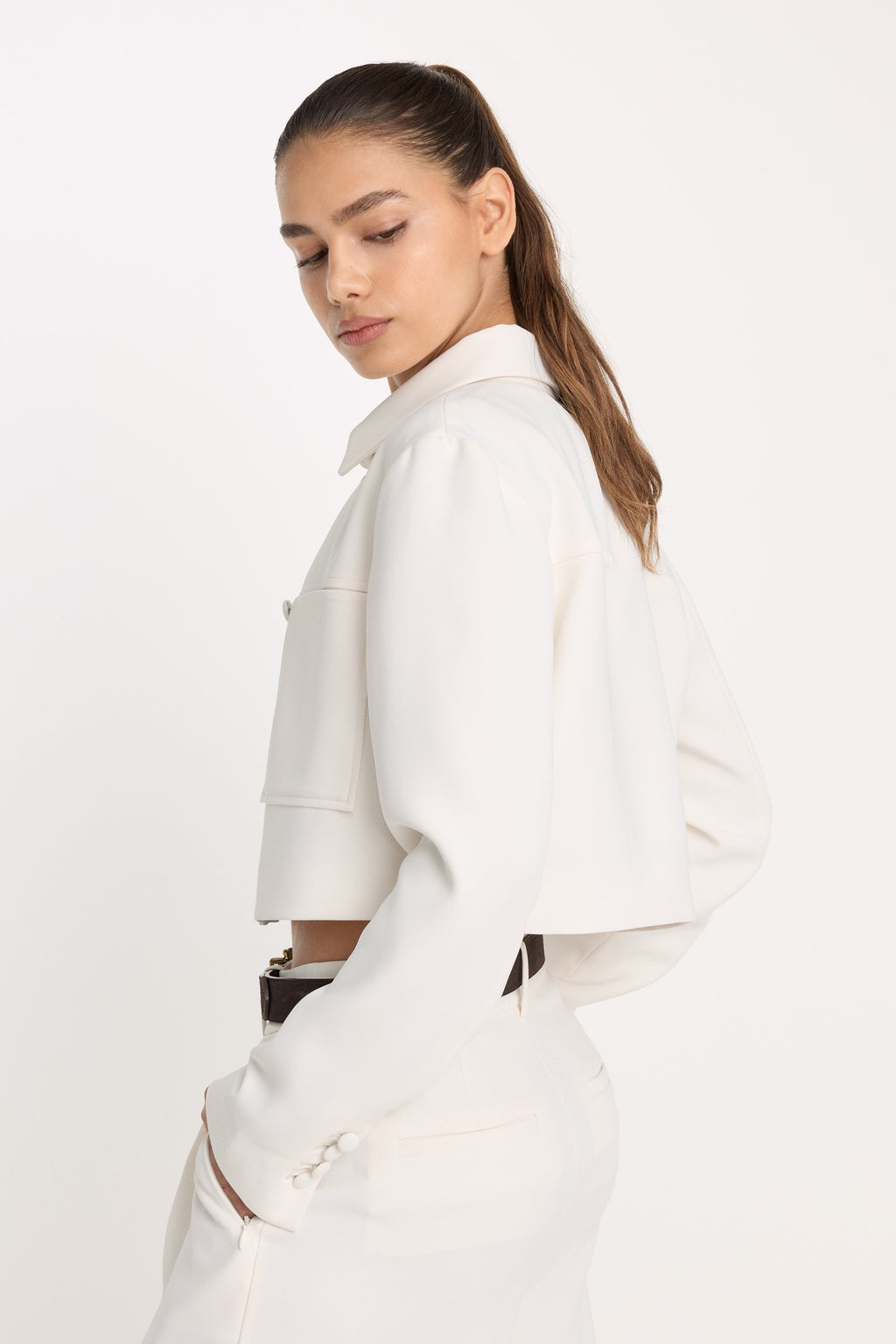 LUXE SUITING CROPPED JACKET SOFT SHELL