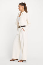 LUXE SUITING HIGH-RISE CROPPED WIDE LEG TROUSER SOFT SHELL