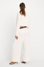 LUXE SUITING HIGH-RISE CROPPED WIDE LEG TROUSER SOFT SHELL