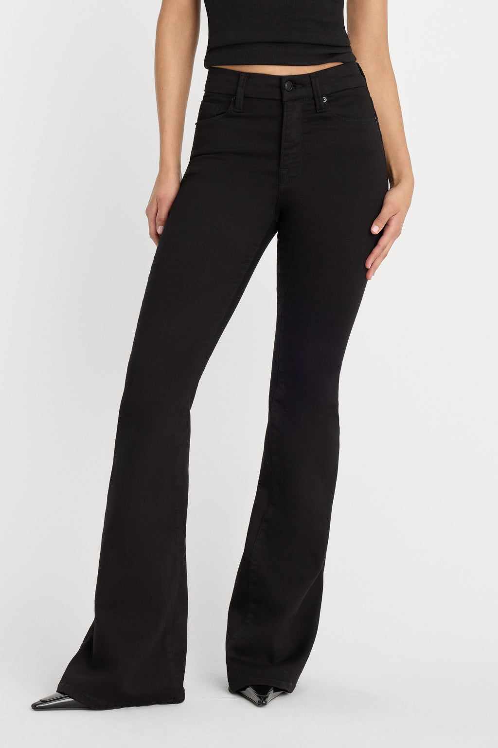 NEVER FADE GOOD LEGS FLARE JEANS BLACK