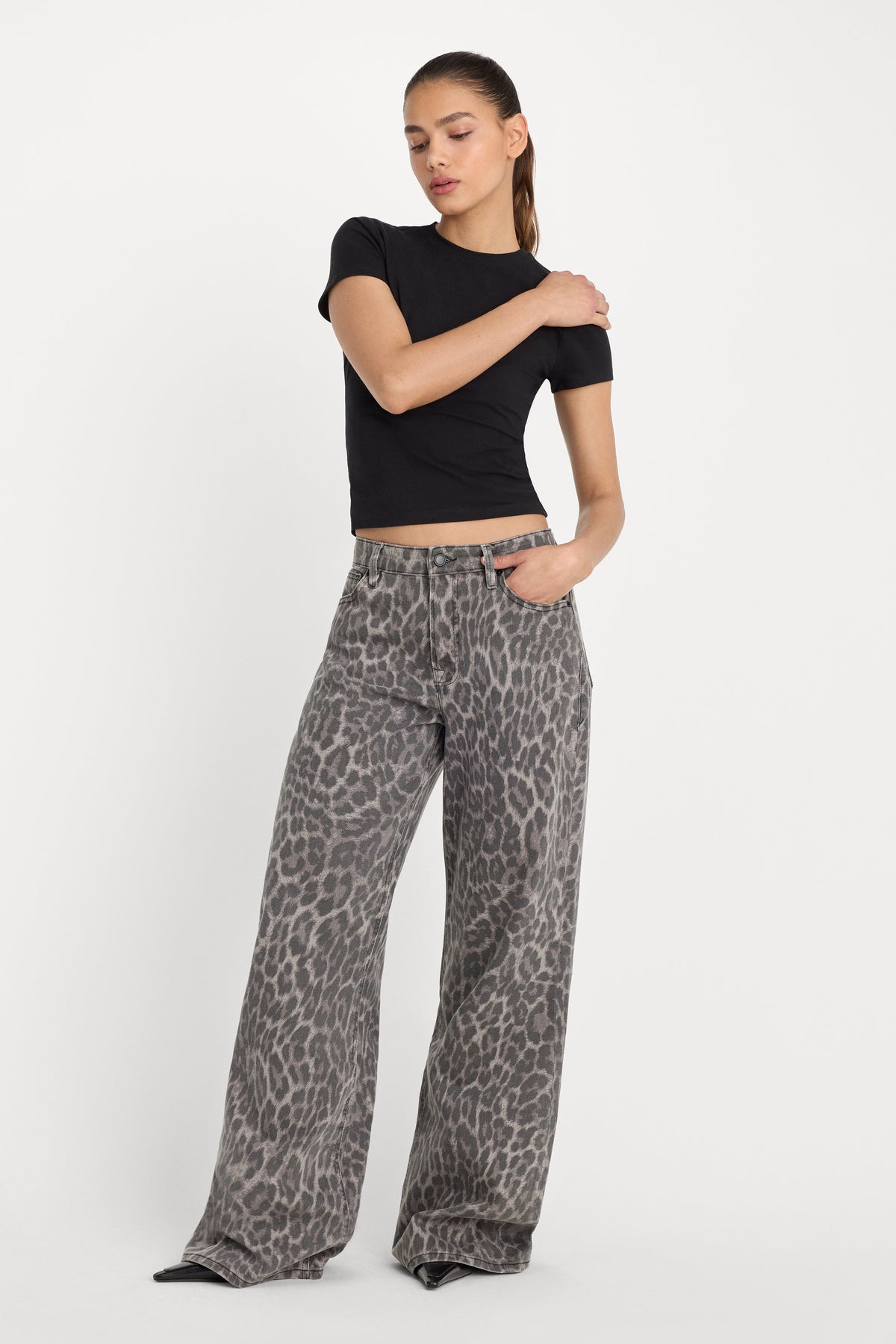 GOOD EASE LEOPARD JEANS GREY LUCKY LEOPARD
