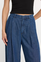 PLEATED HIGH WAISTED WIDE LEG TROUSER INDIGO1187
