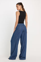 PLEATED HIGH WAISTED WIDE LEG TROUSER INDIGO1187