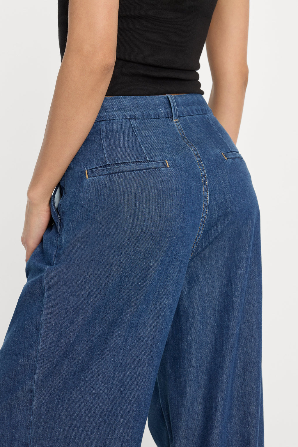 PLEATED HIGH WAISTED WIDE LEG TROUSER INDIGO1187