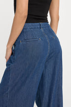 PLEATED HIGH WAISTED WIDE LEG TROUSER INDIGO1187