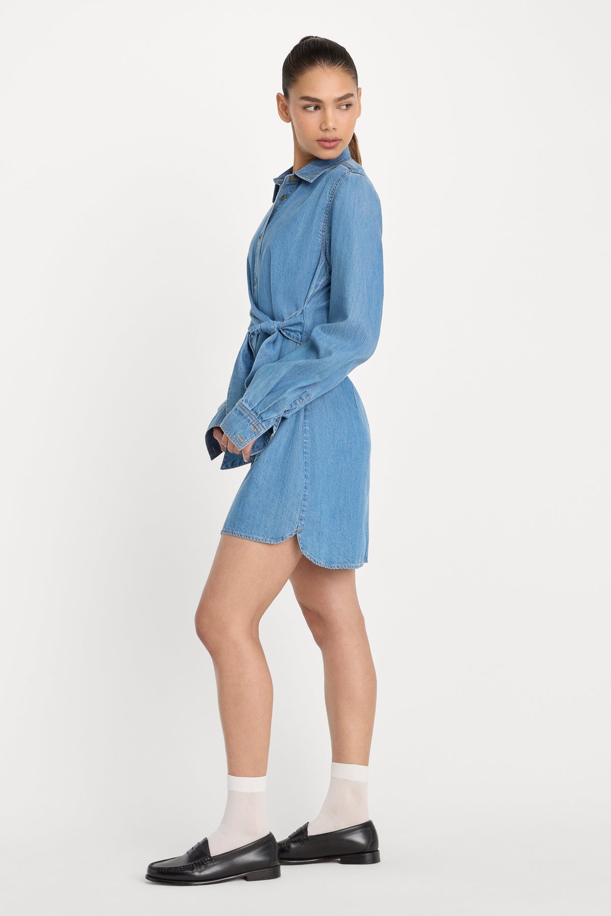 DENIM WRAP SHIRT DRESS INDIGO266