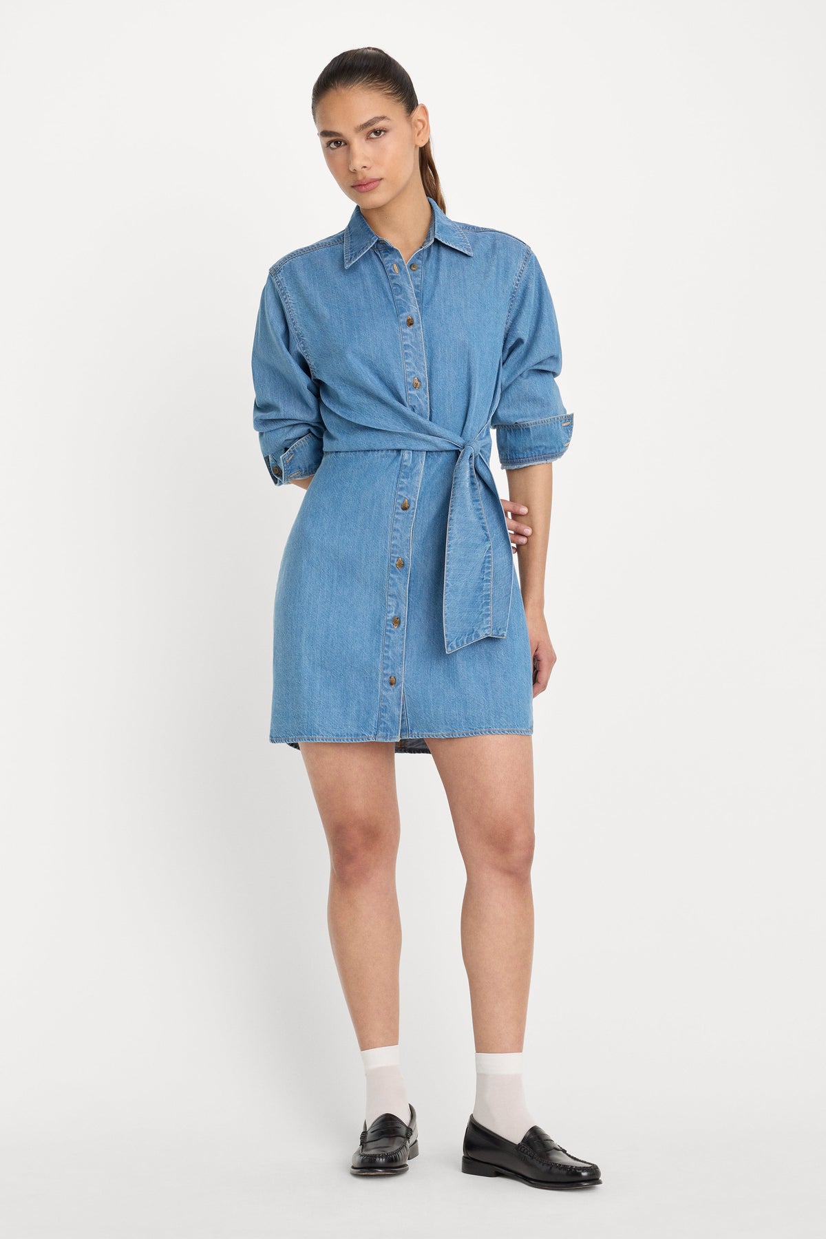 DENIM WRAP SHIRT DRESS INDIGO266