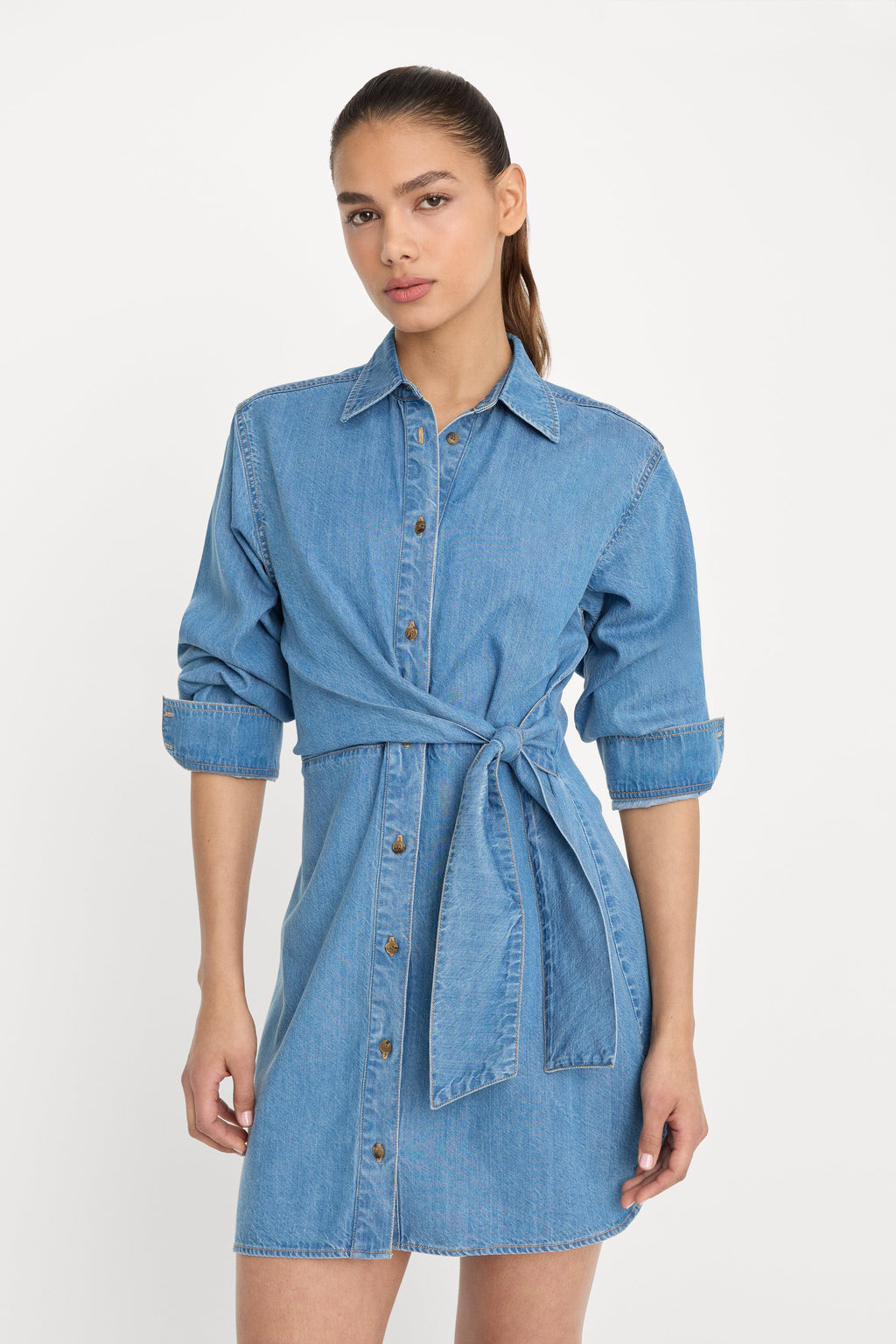 DENIM WRAP SHIRT DRESS INDIGO266