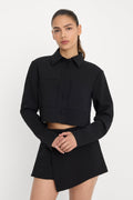 LUXE SUITING CROPPED JACKET BLACK001