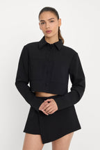 LUXE SUITING CROPPED JACKET BLACK001