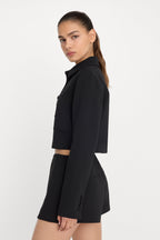 LUXE SUITING CROPPED JACKET BLACK001