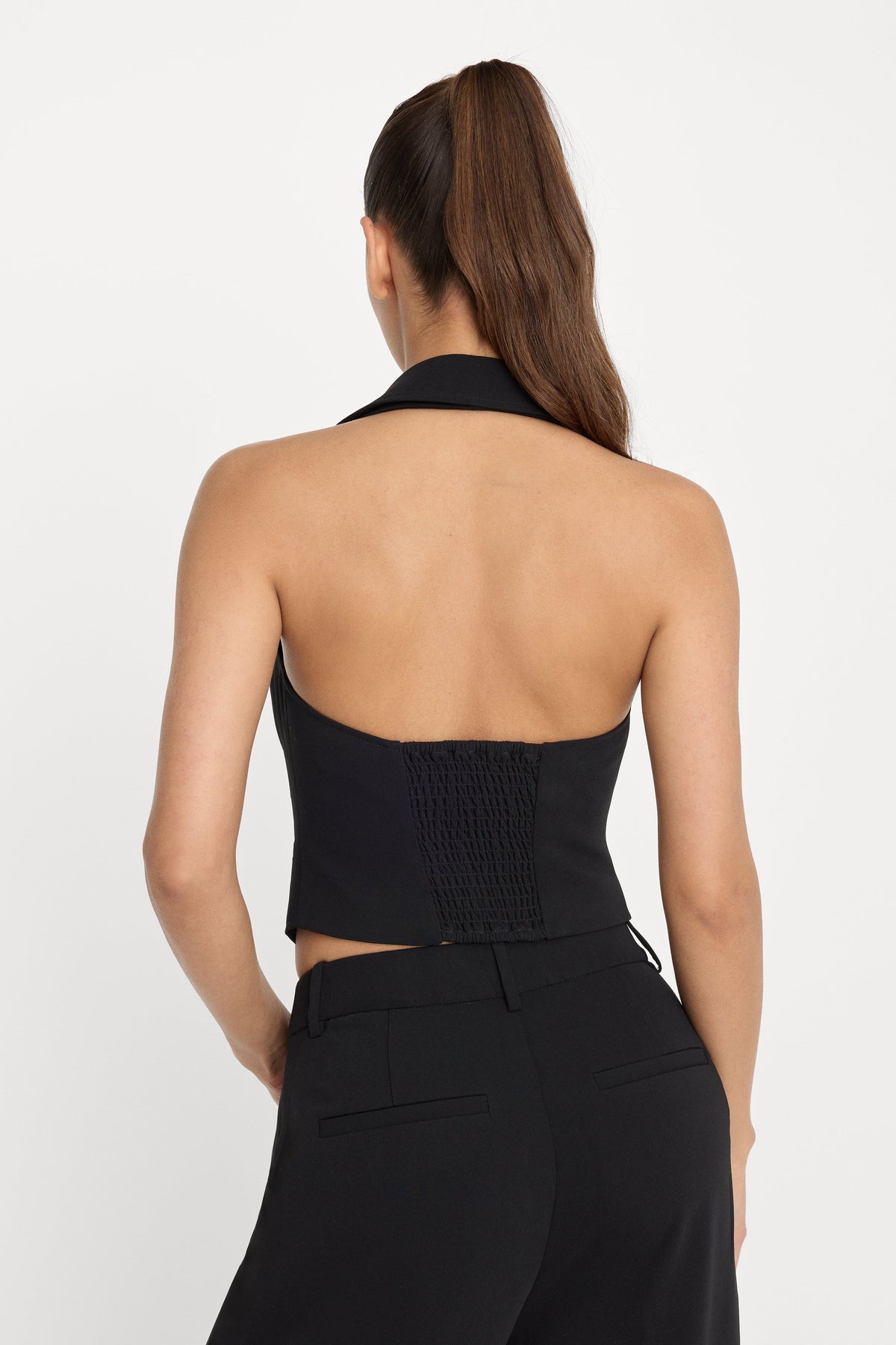 LUXE SUITING HALTER VEST BLACK001