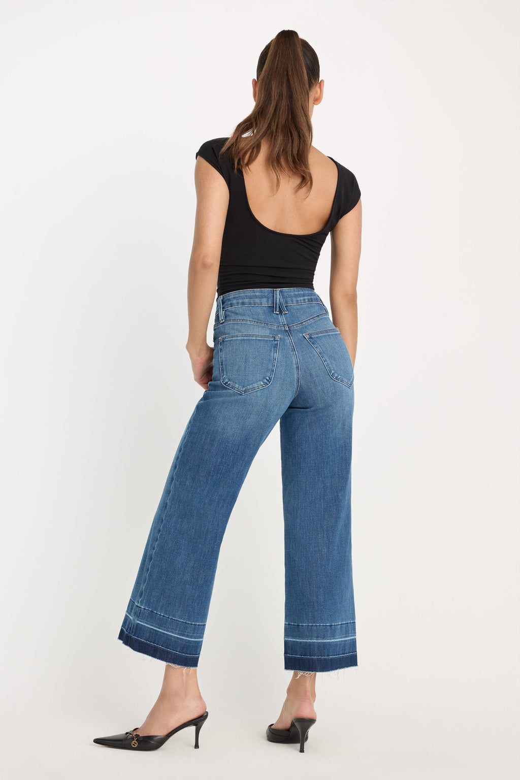 SOFT TECH GOOD WAIST PALAZZO CROPPED JEANS INDIGO1213