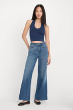 SOFT TECH GOOD WAIST PALAZZO ANKLE JEANS INDIGO1281