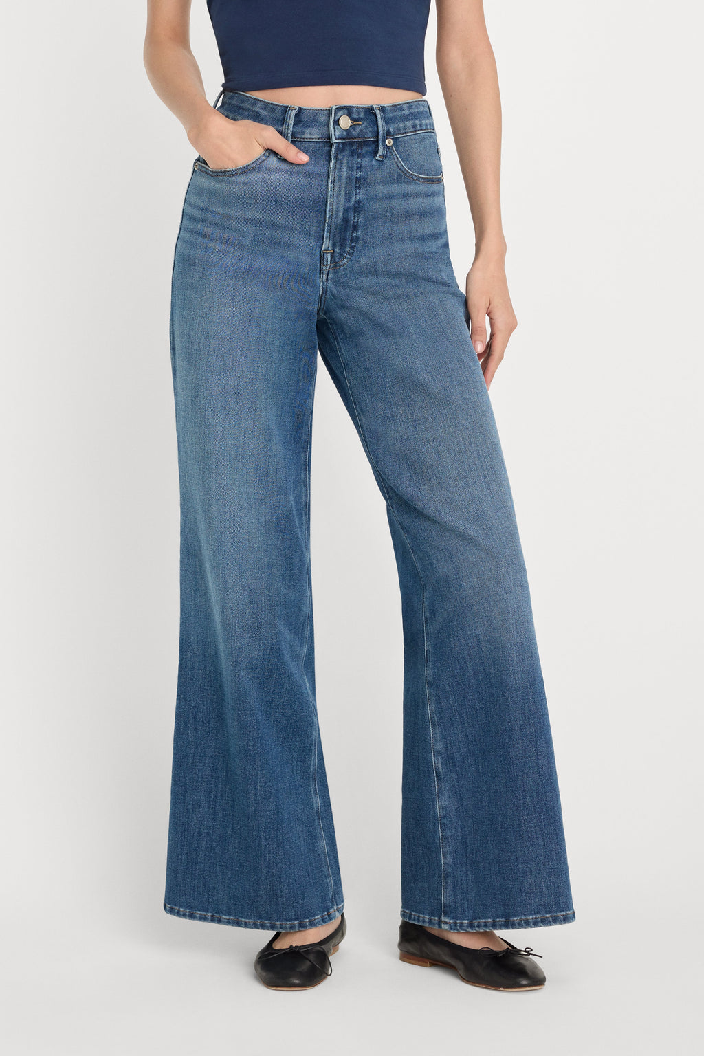 SOFT TECH GOOD WAIST PALAZZO ANKLE JEANS INDIGO1281