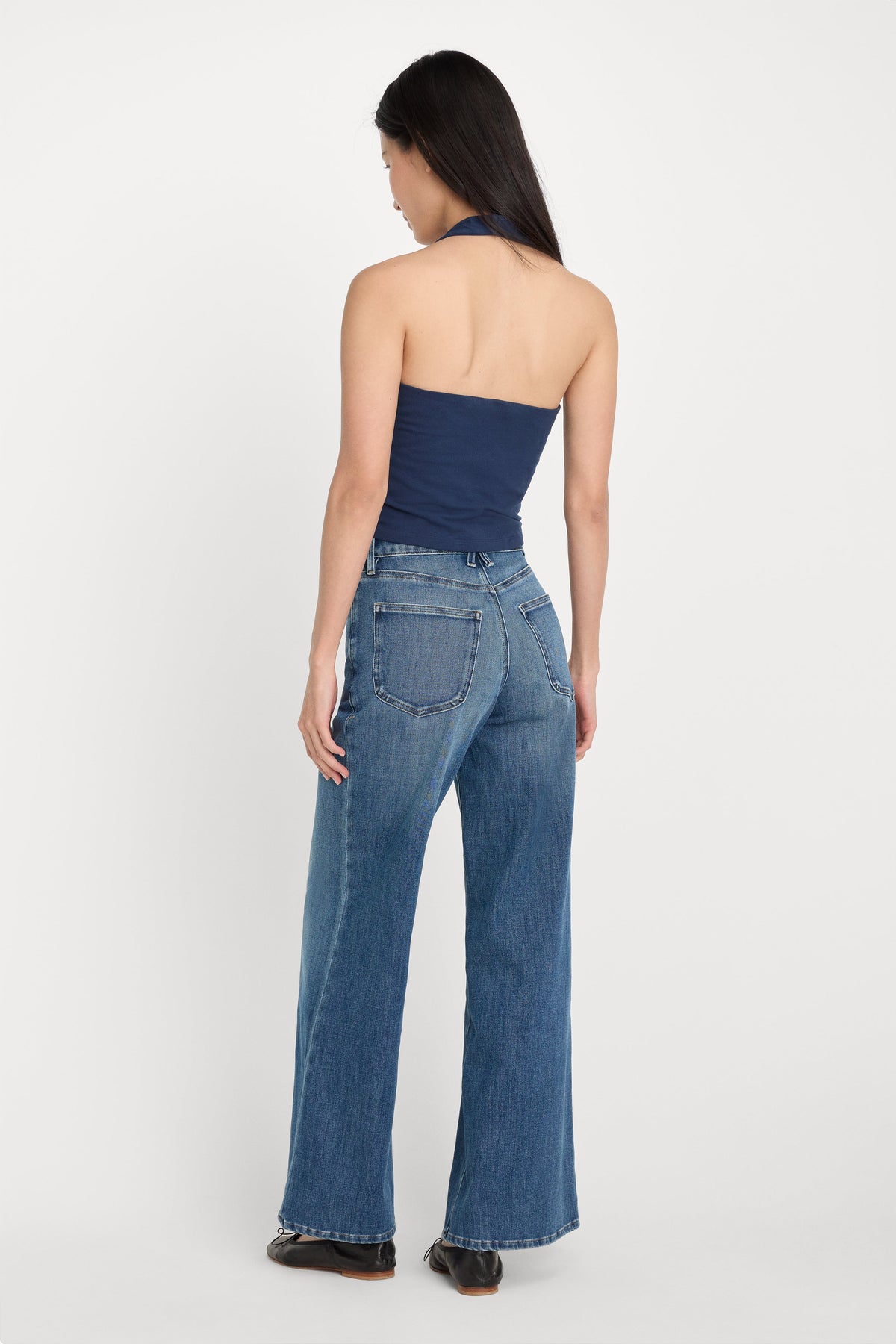 SOFT TECH GOOD WAIST PALAZZO ANKLE JEANS INDIGO1281