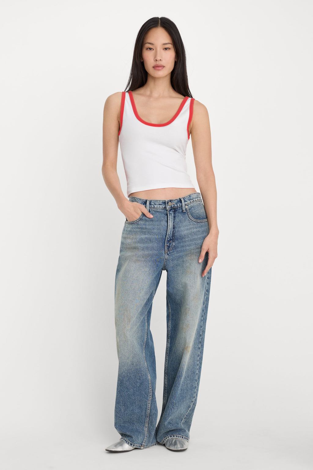 SUPER STRETCH RINGER TANK FLAMING HOT
