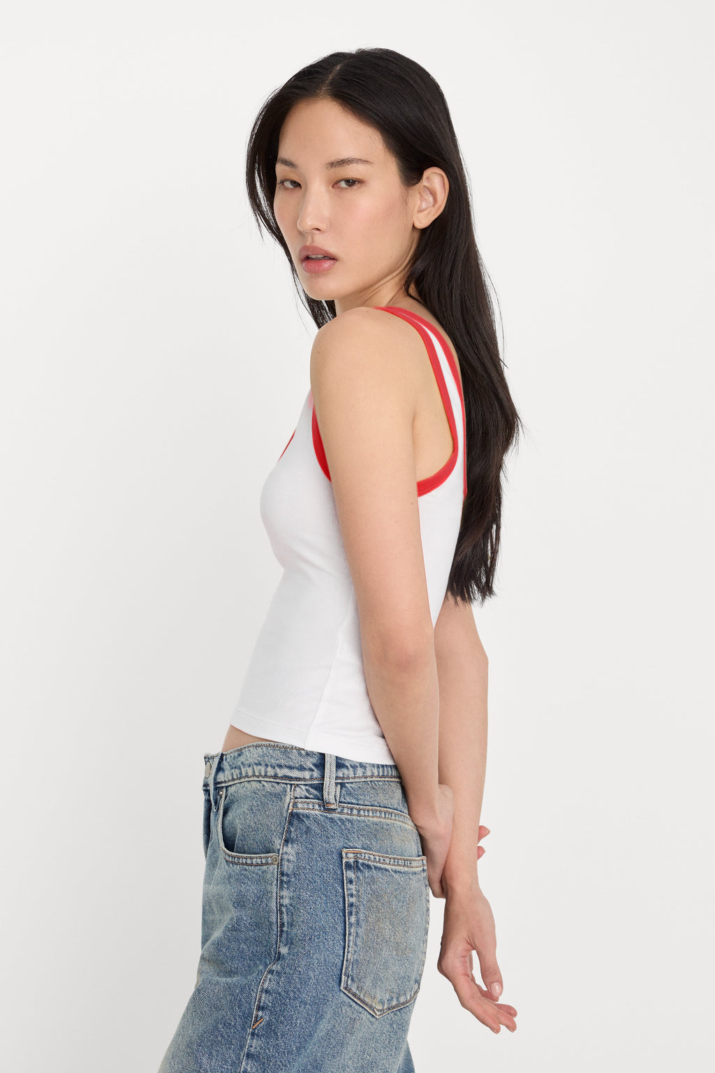 SUPER STRETCH RINGER TANK FLAMING HOT