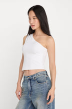 SUPER STRETCH ONE SHOULDER TANK WHITE001