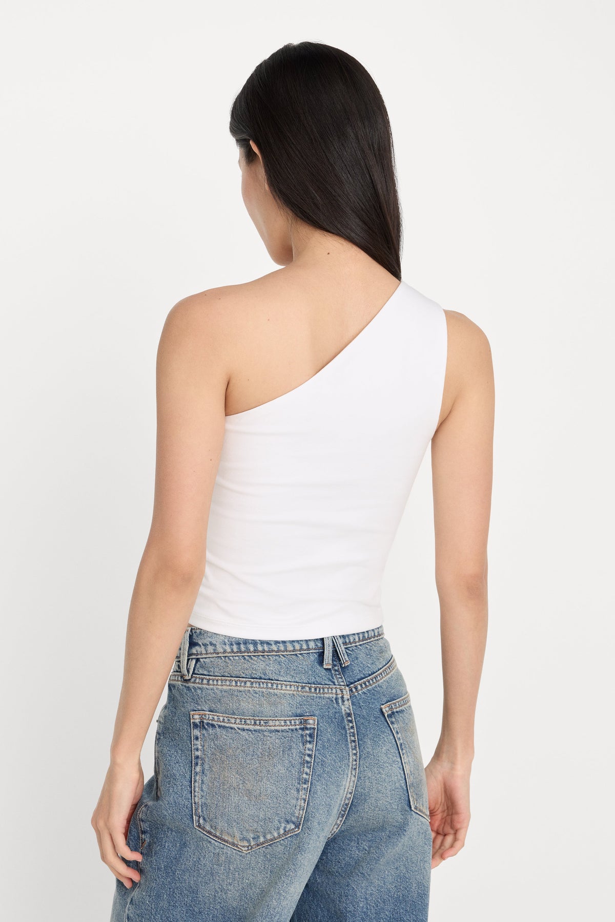 SUPER STRETCH ONE SHOULDER TANK WHITE001